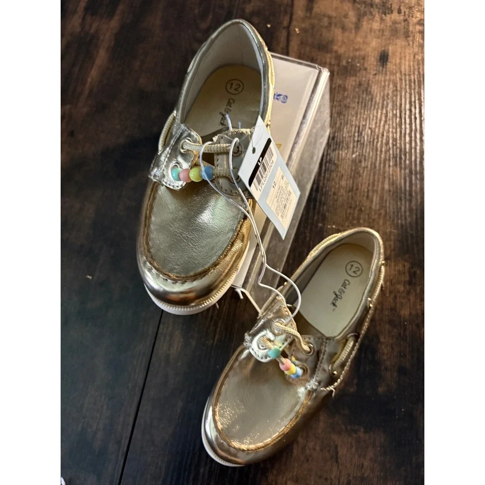 Toddler Girl Hampton Boat Shoes by Cat & Jack Gold Size 12 New With Tags